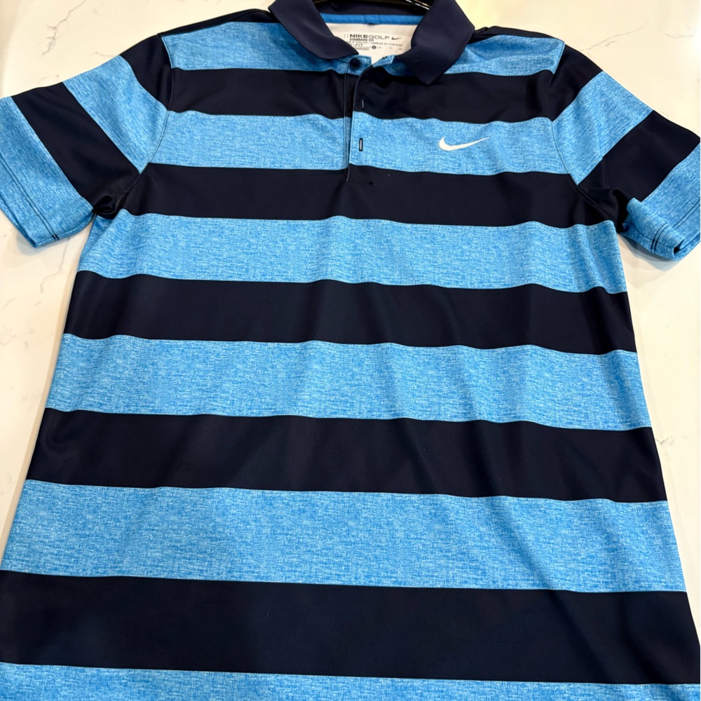 Nike Dri-fit Polo Shirt in Blue and Black Stripes